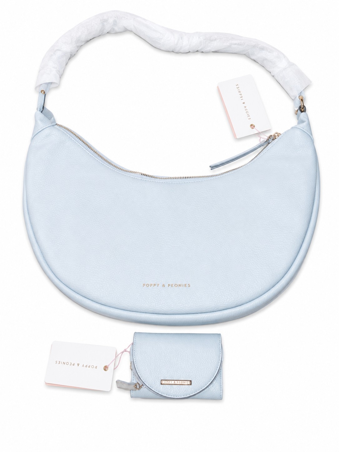 Poppy & Peonies - Brand New -Light Blue Over The Moon Hobo Bag W Matching Wallet